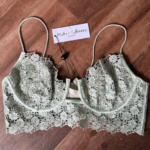 For Love And Lemons Lace Bra in Light Green